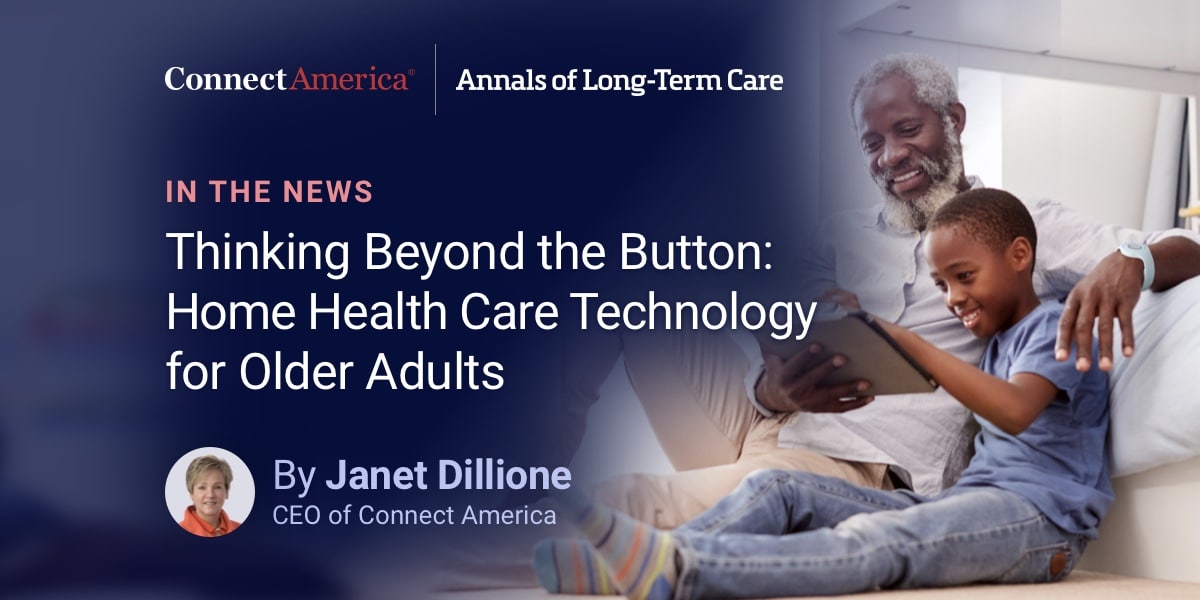 Older adult healthcare technology news graphic