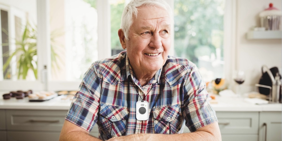 Man wearing connected care device